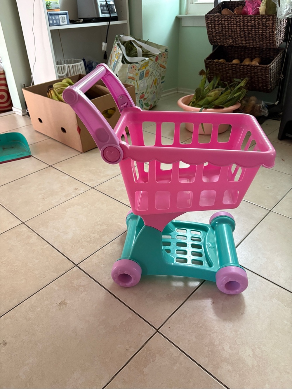 Target Pink and Teal Toy Shopping Cart